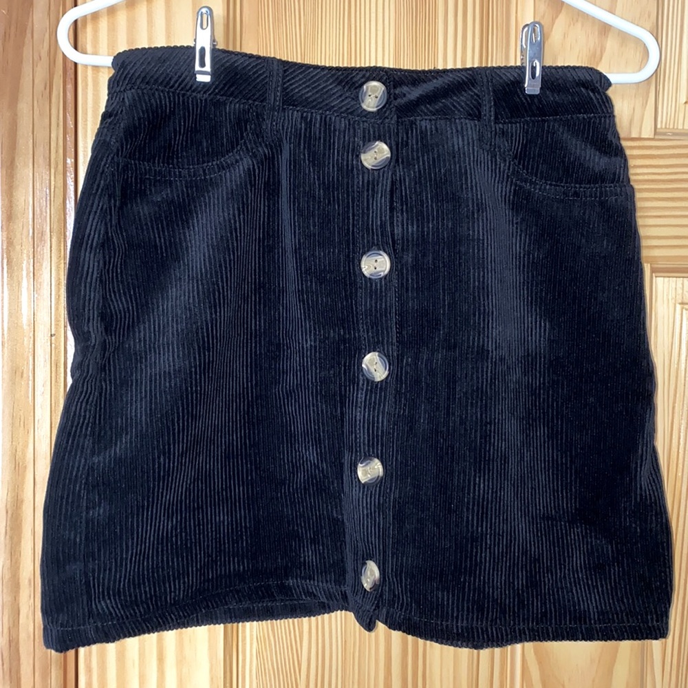 Black Corduroy A-line Skirt